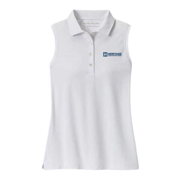   - Women's Banded Sport Mesh Sleeveles Button Polo  Thumbnail